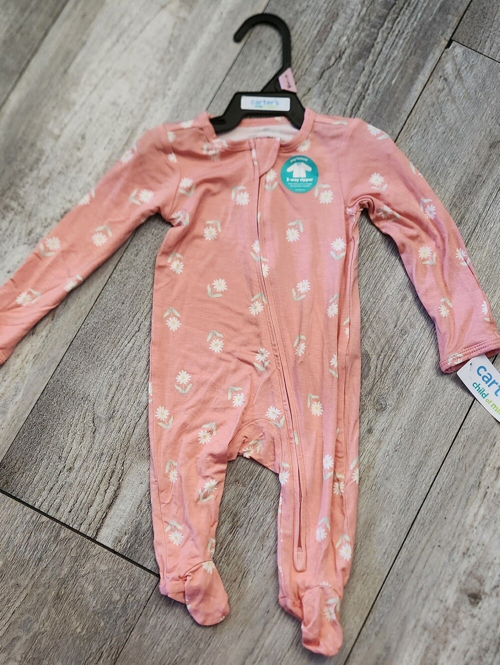 Carter's Dusty Pink Daisy-Print Footed One-Piece